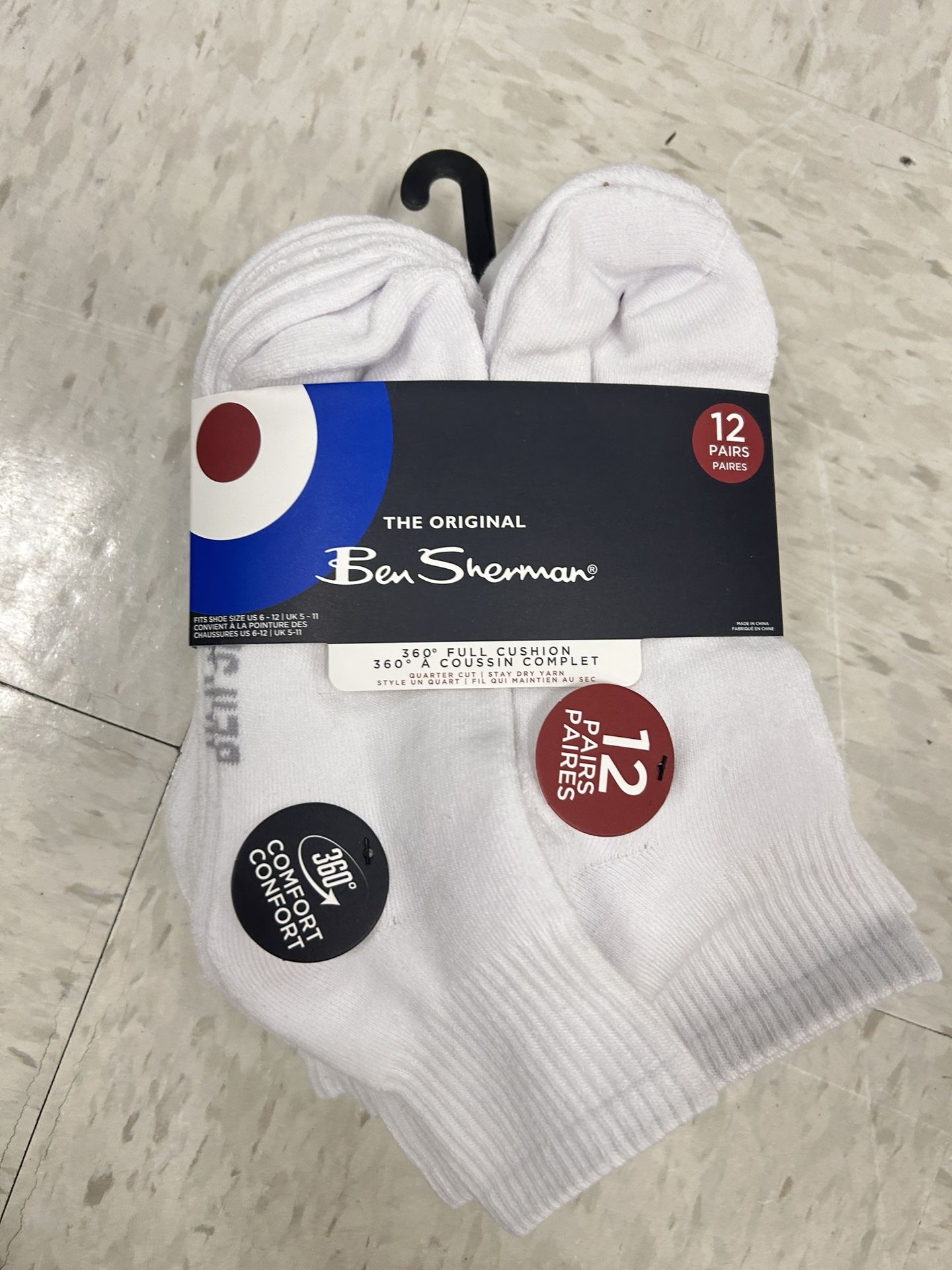 NWT Ben Sherman Men's 360 full cushion Socks - 12 Pack