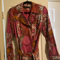 Dana Buchman Pink Paisley Trench Jacket