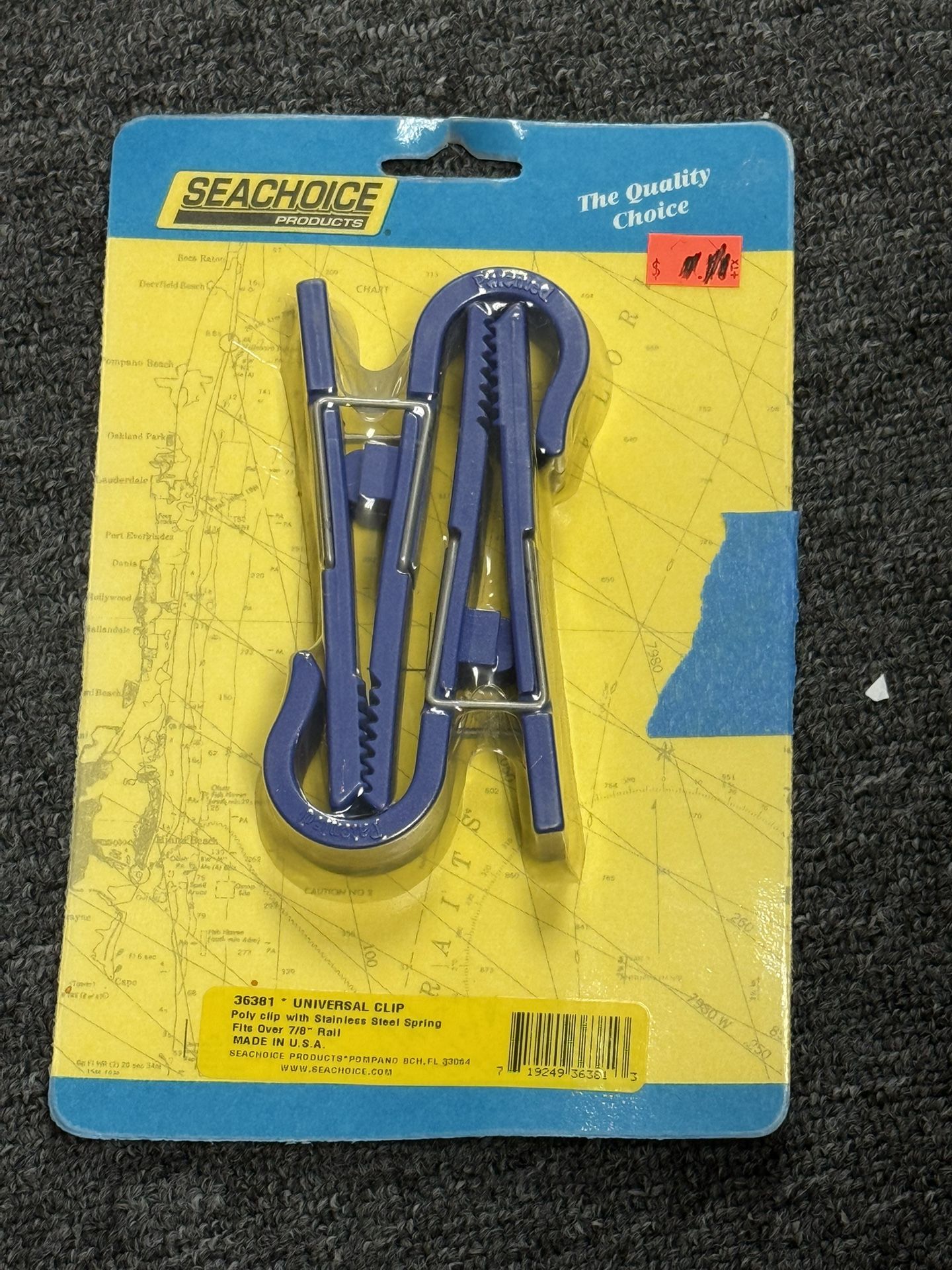 Seachoice Poly Universal Clips w/Stainless Steel Spring 7/8" Rail Blu 2/Cd 36381 (Quantity: 2)