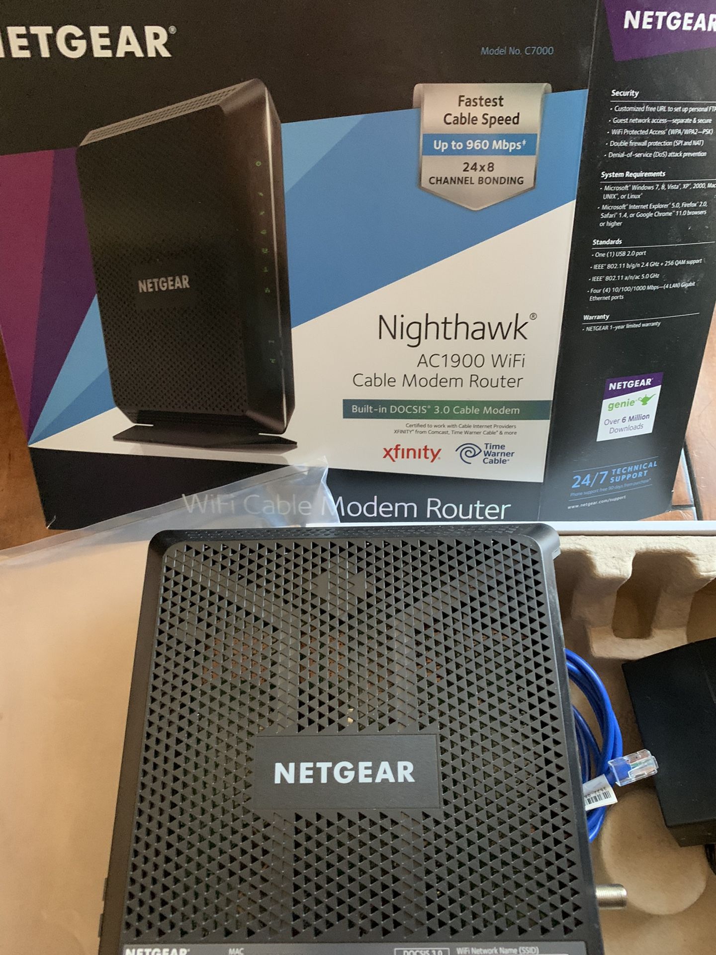 Netgear Nighthawk AC1900 Cable Modem Router Combo Model C7000