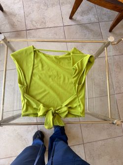 Lime Green Tie-Front Crop Top