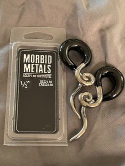 Morbid Metals Earrings Size 1/2” Black Silver Long