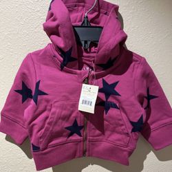 Primary Infant PINK STAR SWEAT JACKET 0-3 Months NWT