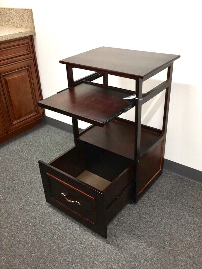 Brand new computer desk stand with pullout keyboard tray and storage drawer and wheels 21x16x34 inches