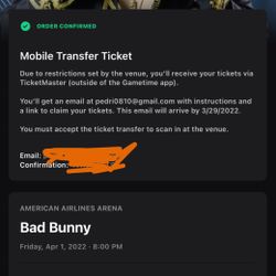 BAD BUNNY TICKETS 4/1/22 MIAMI