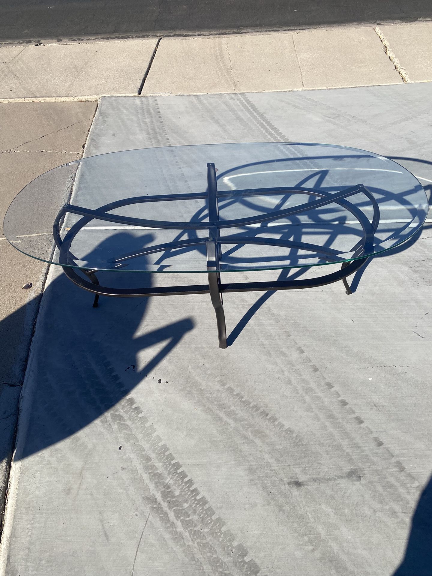 Oval glass coffee table