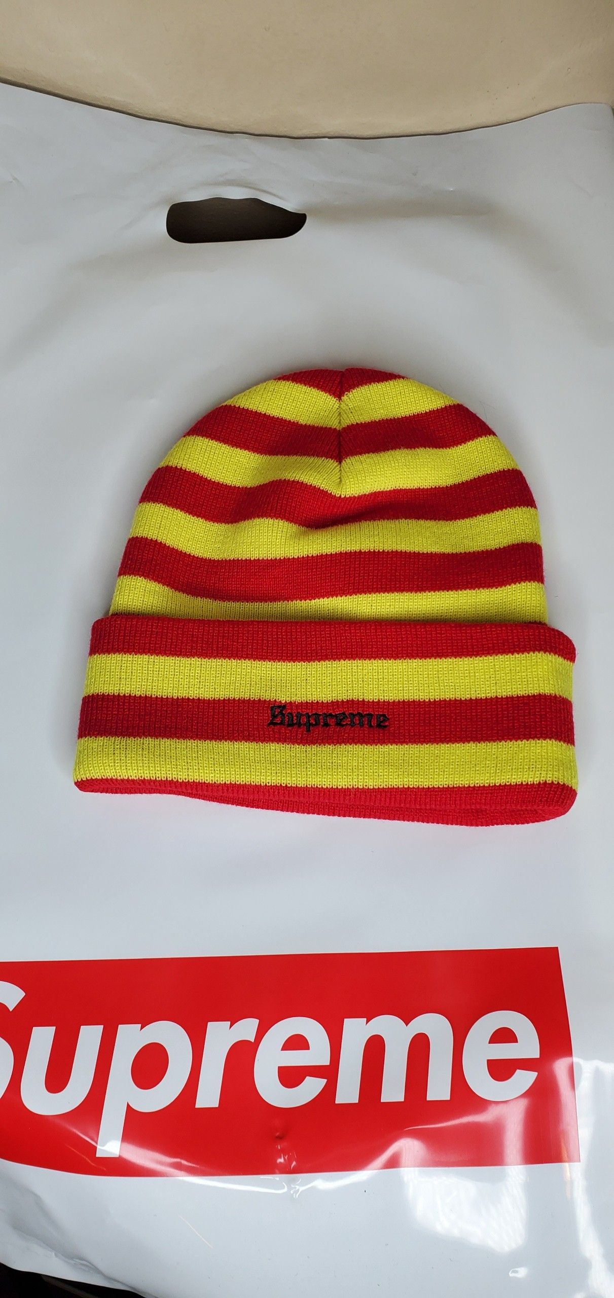 Supreme World Peace Beanie Red Stripe