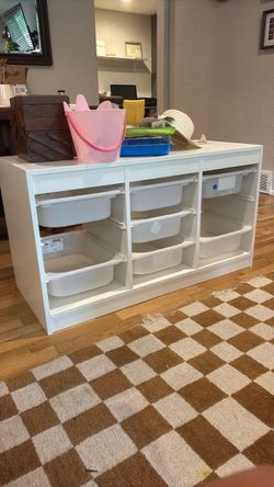 IKEA TROFAST White Storage Unit with Bins