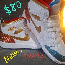 Nike Air Jordan 1 Mid Ss (Ps) Size 1y 