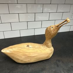 Vintage/Signed Hand Carved Wooden Duck Decoy/Art