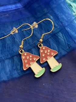Enamel Handcrafted Mushroom Earrings 