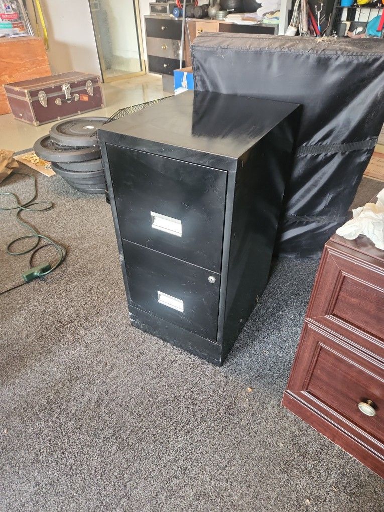 Metal 2 Drawer Filing Cabinet Black 