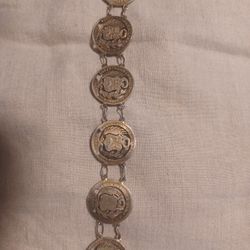 Peruvian Coin Bracelet  Late 1800s To Early 1909s Currency 