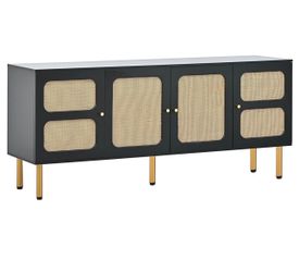 Boho Console Table,narrow console table,entry way table with Rattan Door 