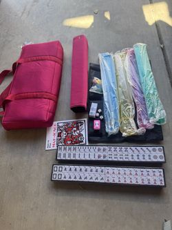 Mose Cafolo American Mahjong Game Set, Pinky Red Carrying Bag,166 Premium White Tiles,4 Color Racks