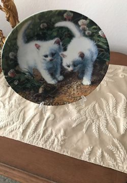 Collectors plate A Chance Meeting White American Shorthairs