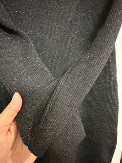 Black Ribbed Knit Top with Metallic Thread