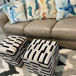 Faux Cowhide Ottomans 