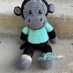 Crochet Black And Grey Monkey Stuffie