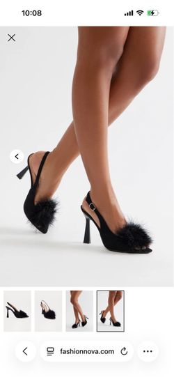Black fluff heels