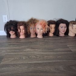 Cosmetology mannequin heads.