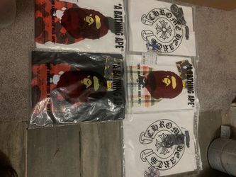 3 bape shirts and 2 chrome hearts shirts