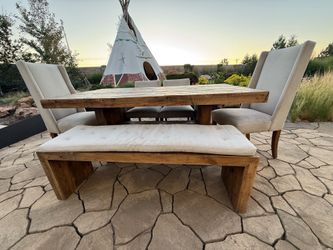 West Elm Dining table with 4 chairs & bench