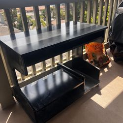 Compact Rolling Desk / Utility Cart – Solid Wood