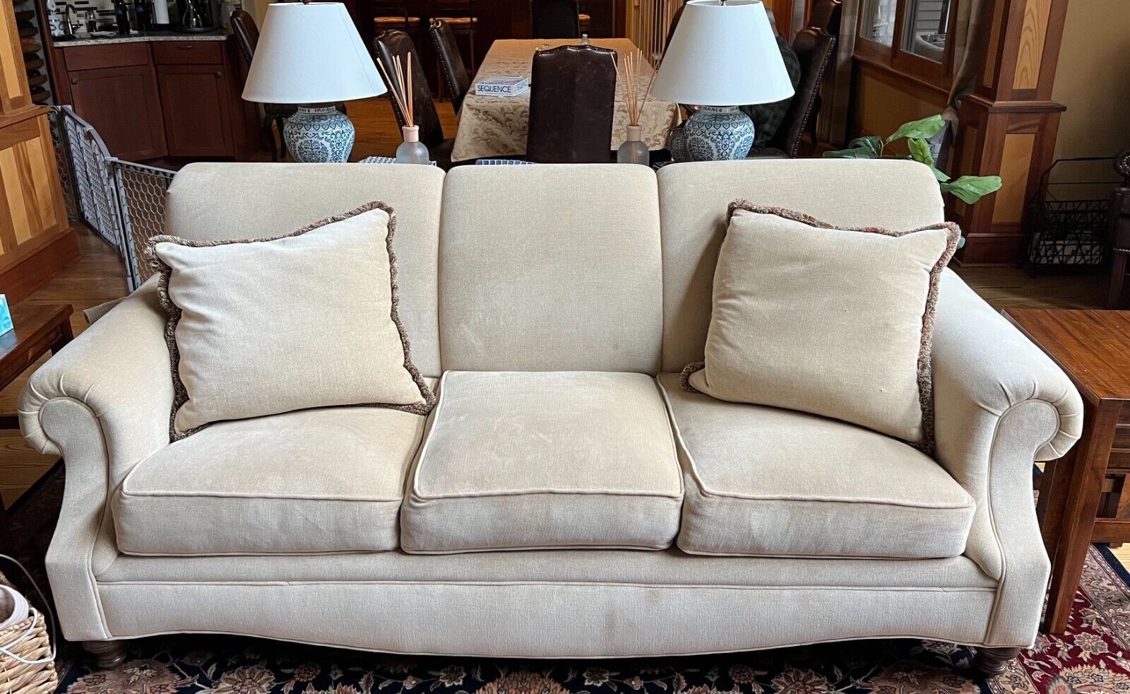 Ethan Allen Custom Upholstered Sofa and Love Seat