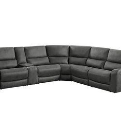 Sectional 6pcs Dark Grey Power Recliner