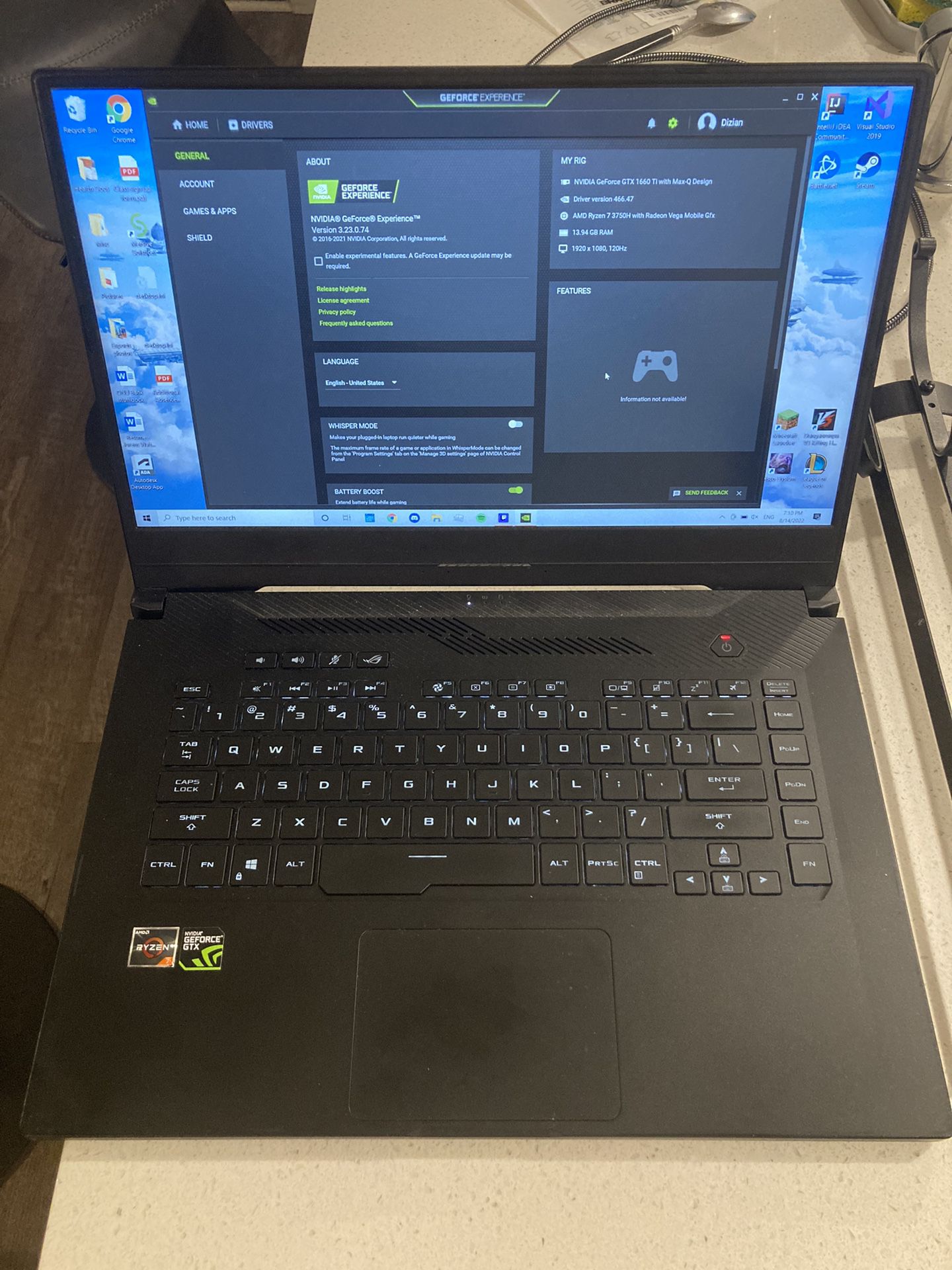 2019 ASUS Gaming Laptop (1660 TI - Ryzen 7 3750H)