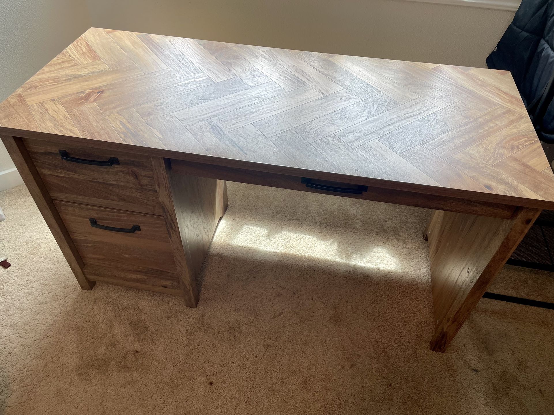 Sauder Office Desk with Herringbone Design From Office Depot