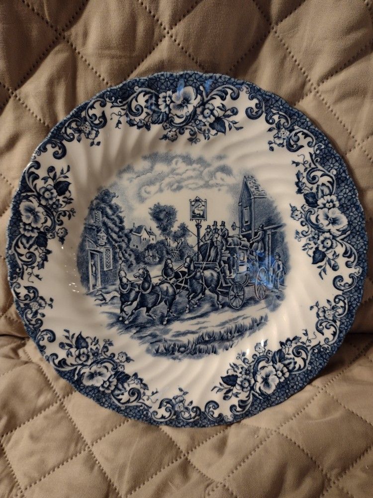 Johnson Brothers China Blue Coaching Scenes Dinner Plate 10 In Crafted In England