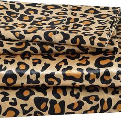 Beatrice Home Fashions 100% Luxury Satin Polyester Sheet Set, King, Leopard