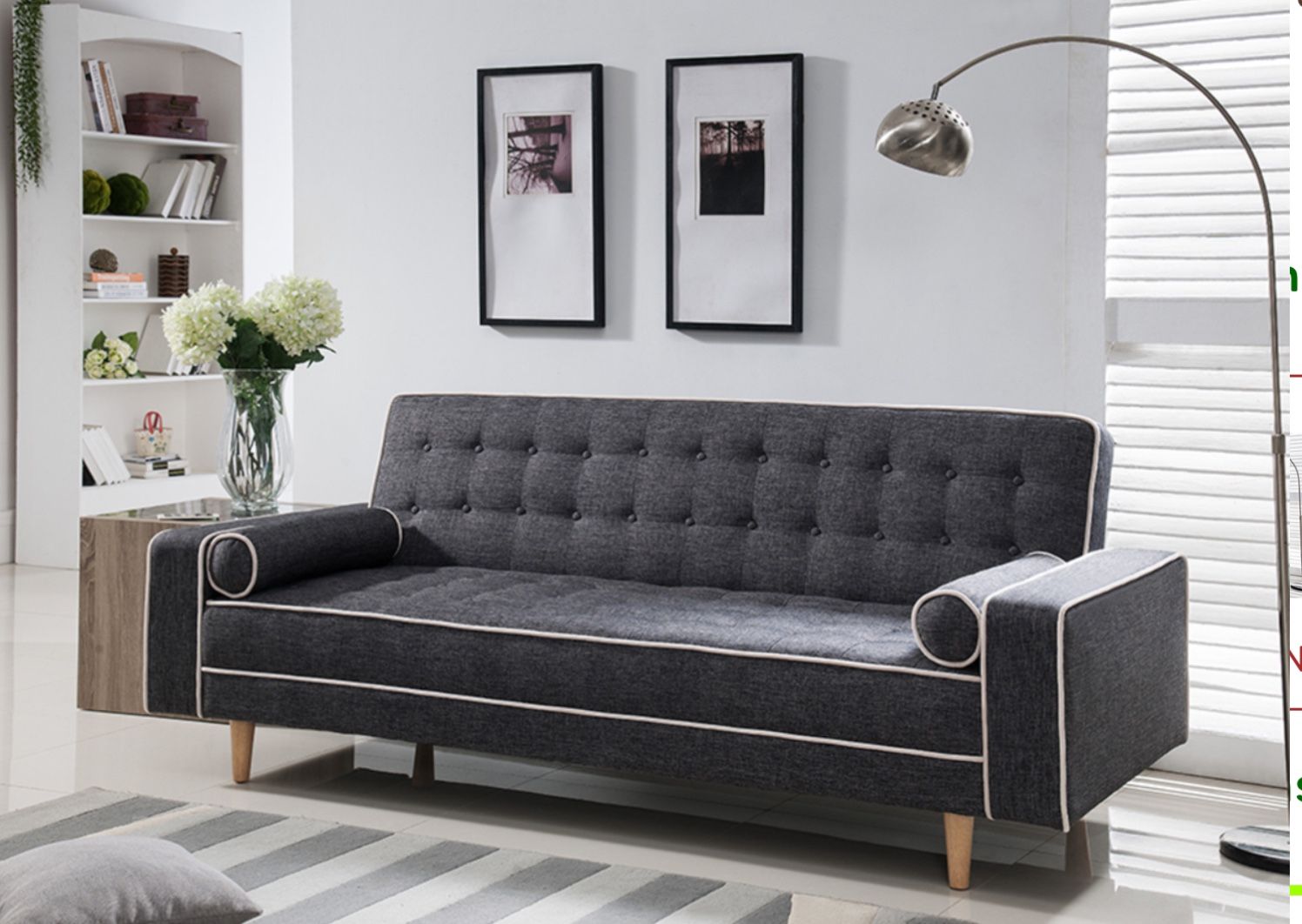 Futon Couch Available In Dark Gray & Dark Brown