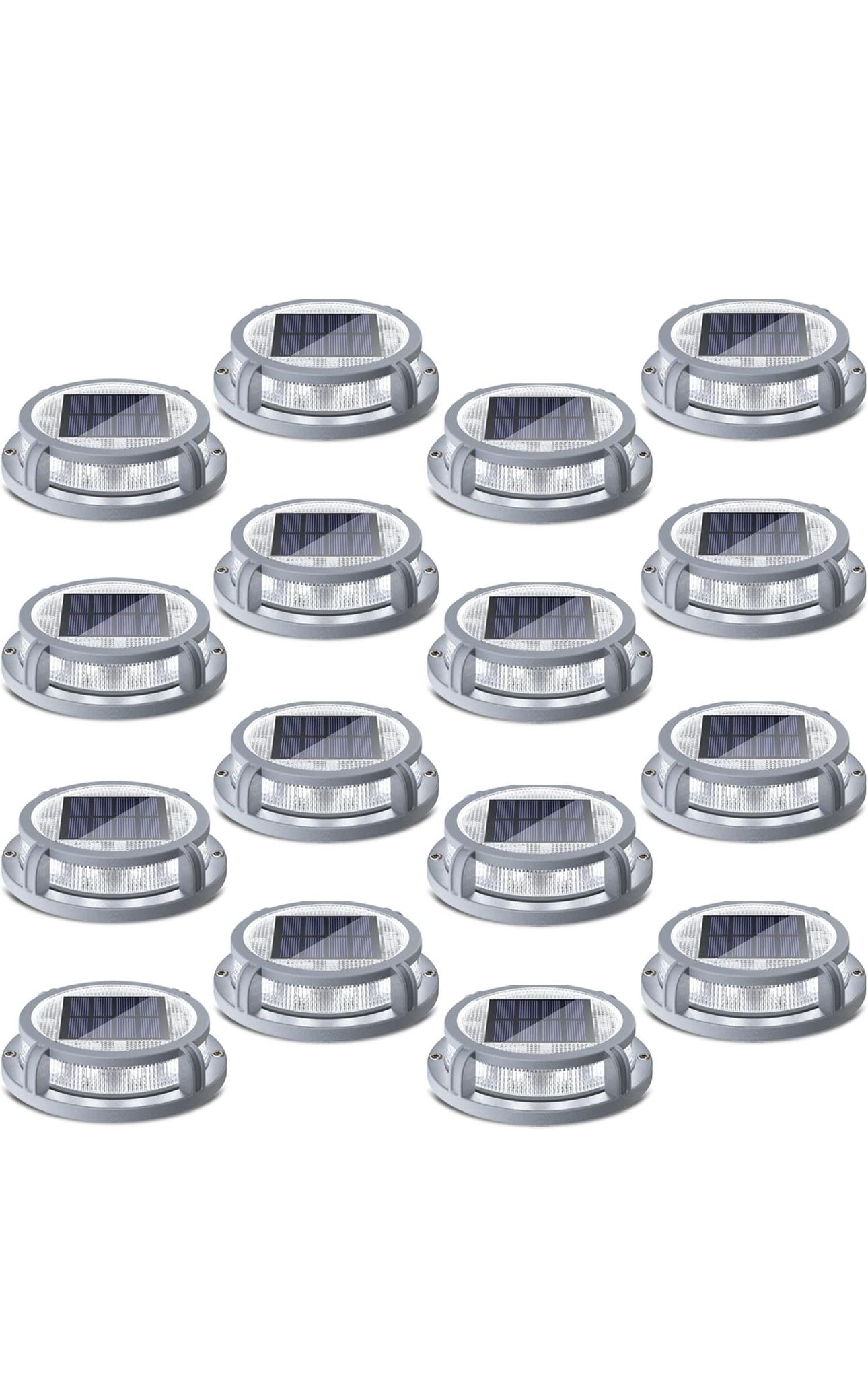 16pk Siedinlar Solar Deck Lights Driveway Dock LED Solar Powered Outdoor Road