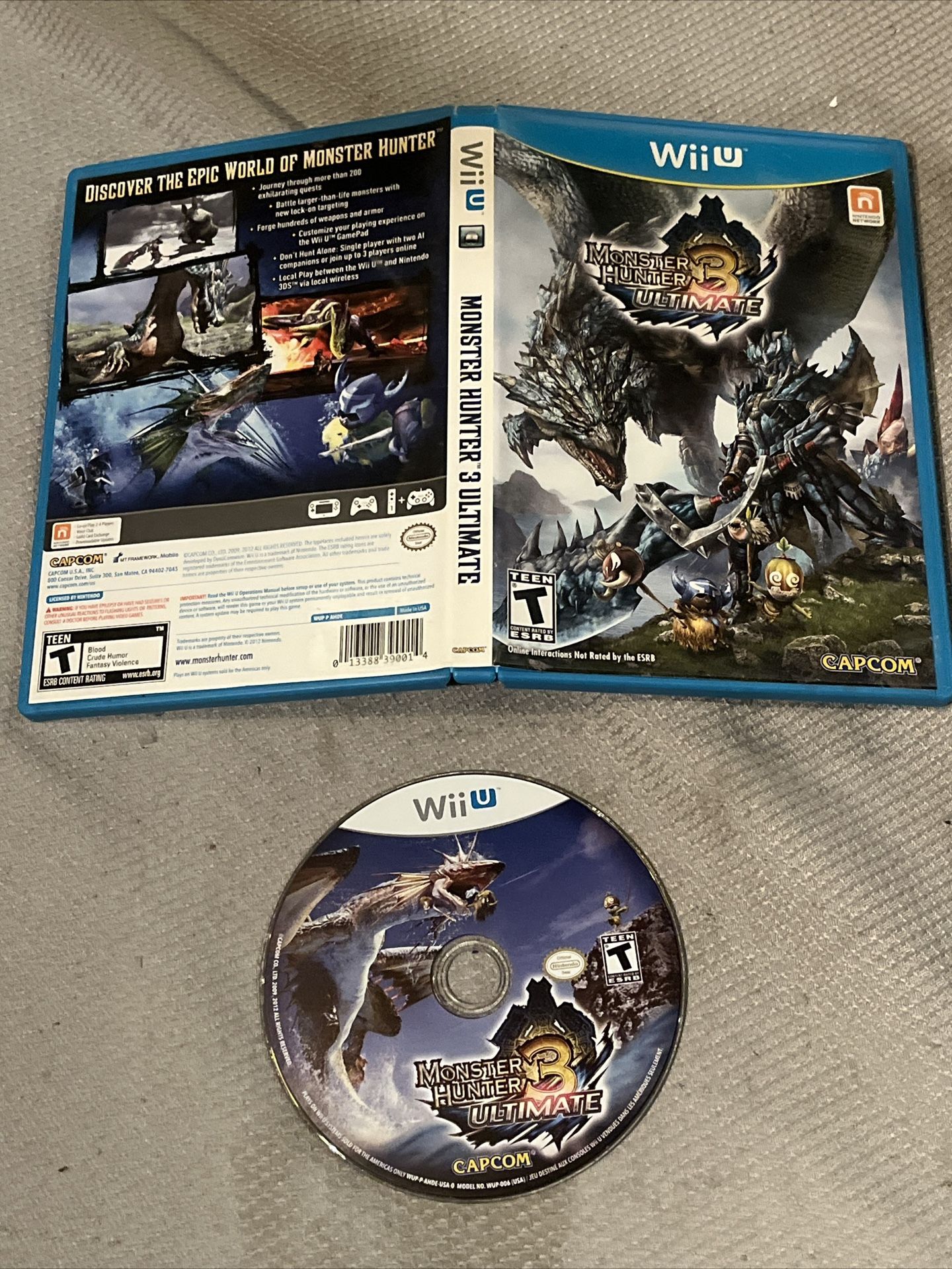 Monster Hunter 3 Ultimate (Nintendo Wii U, 2013) No Manual 