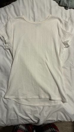 Free Assembly White Ribbed Short Sleeve Top