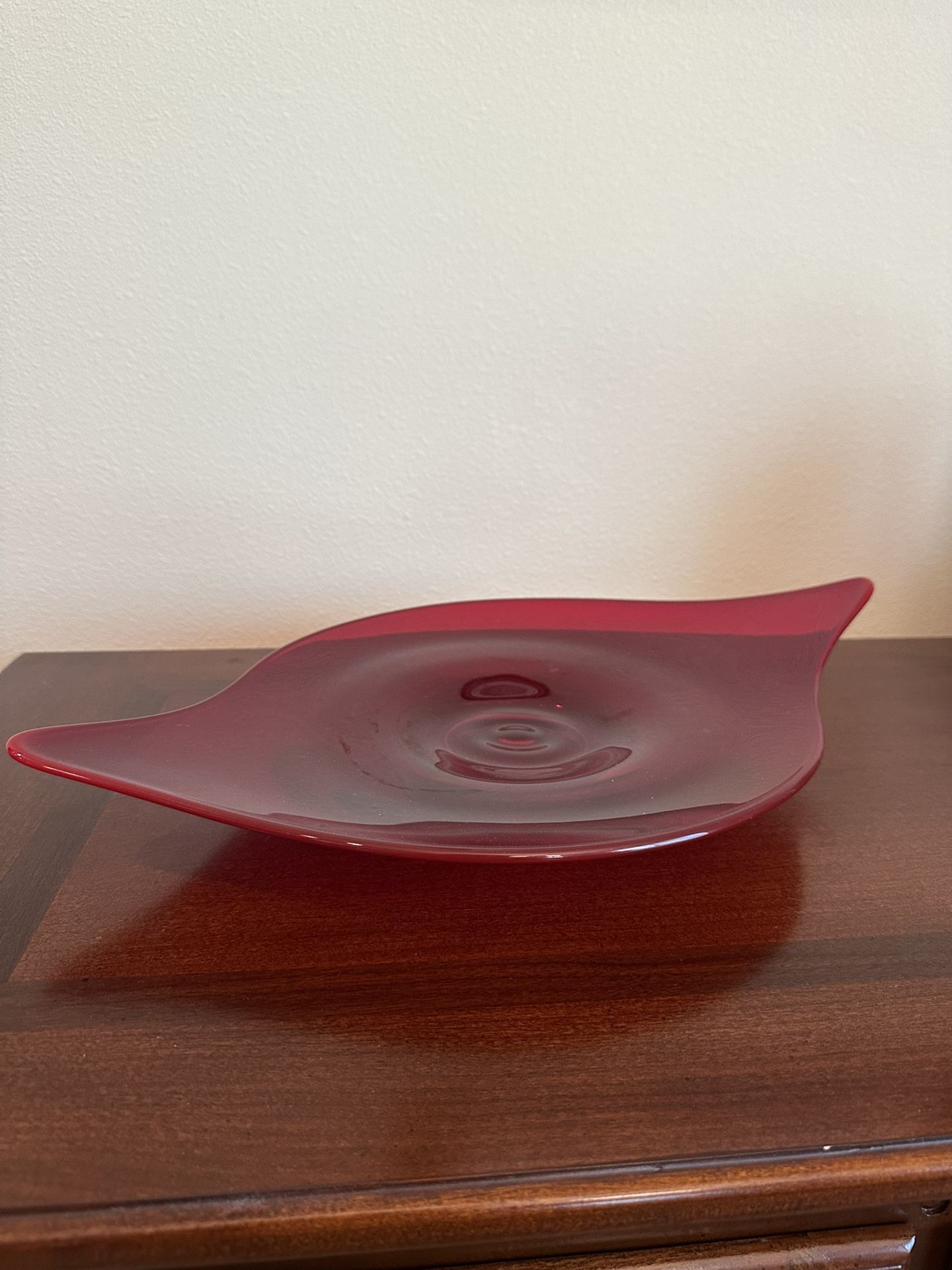 Vintage Viking Glass Console Bowl Ruby Red