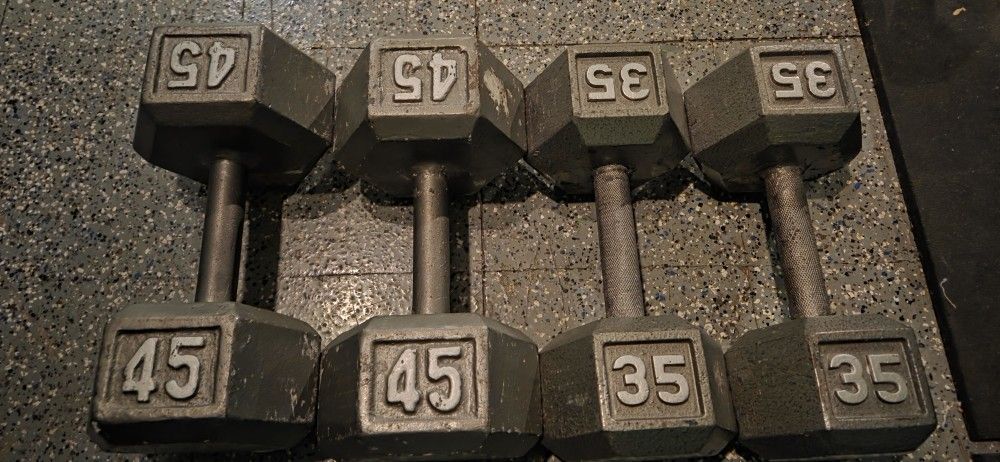 HEX DUMBBELLS 35LB & 45LB WEIGHTS PAIRS
