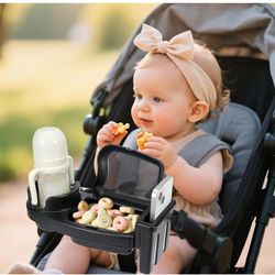 Universal Stroller Snack Tray, 3 in 1 |Stroller Cup Holder| Phone Holder |Snack Trays with Dust Cover