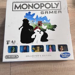 Monopoly Gamer Mario Bros Nintendo Hasbro Collector's Edition Board Game +Bonus Characters