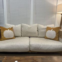 Crate & Barrel Mid Century Couch + Wood End Tables