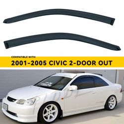 2001-2005 Honda Civic 2-Door Coupe Outside Mount Front Doors Window Visors