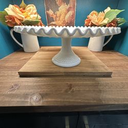 Vintage Milk Glass Cake Stand 