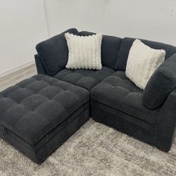 Black Sectional Modular Couch - Free Delivery 