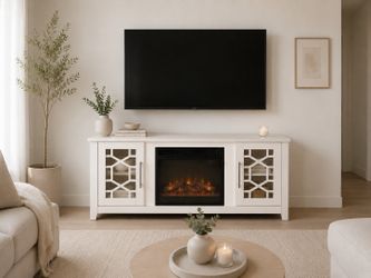 White Tv Stand Fire Place ✨warms up the house✨