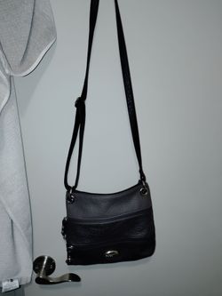 Black Leather Crossbody Bag with Silver Hardware