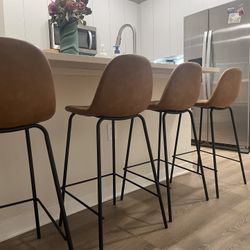 Brown Leather Bar Stools