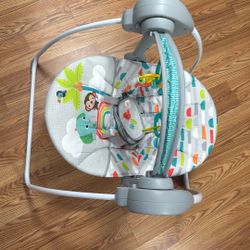 Bright Starts Rainforest Vibes Portable Compact Baby Swing with TrueSpeed, Toy Bar included, Newborn and up 